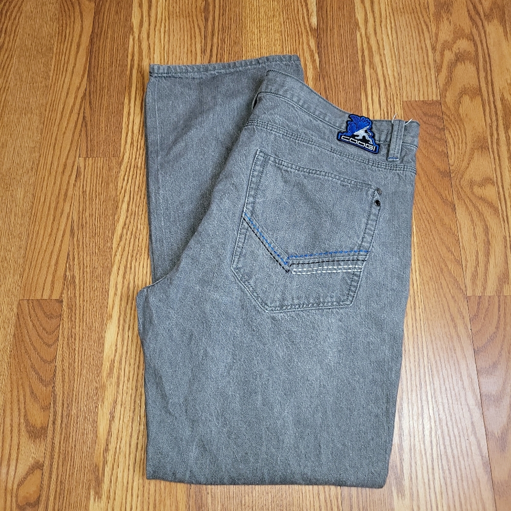 Coogi Jeans 42x35 Gray Mens Denim Baggy Vintage Denim Casual Embroidered Zippers